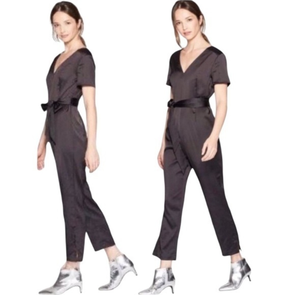 Prologue Black V-Neck Jumpsuit with Tapered Pants Size 8